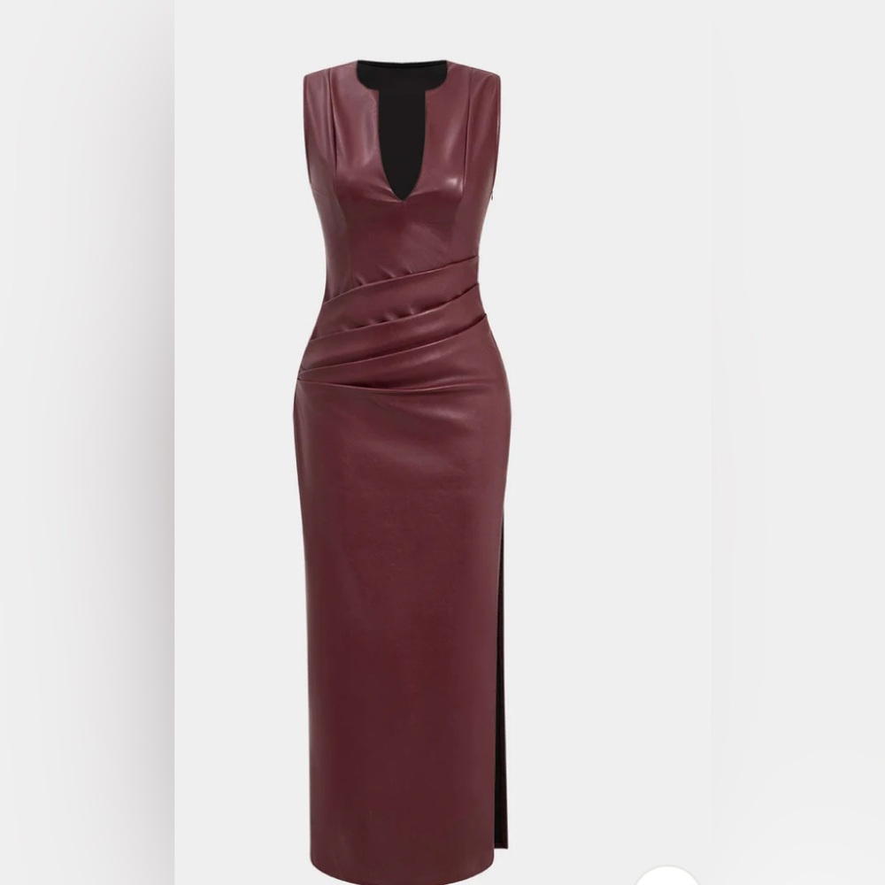 Micas  Burgundy faux leather Dress